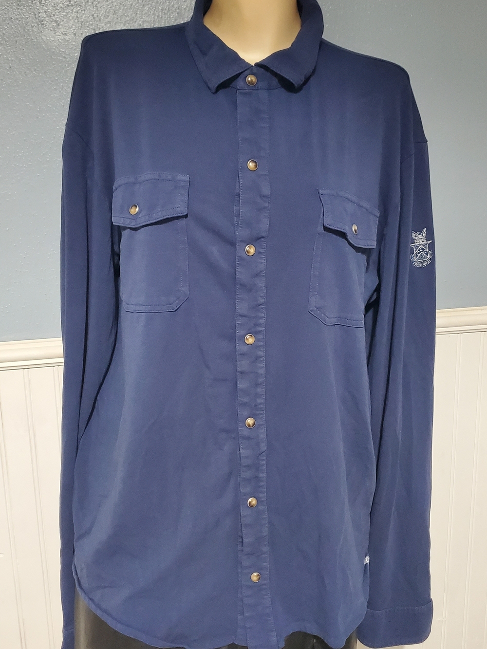 Peter Millar Large Capital City Club Lava Wash Jersey Pearl Snap Golf Shirt